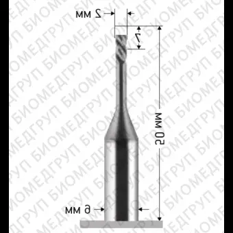 Фреза торцевая ADM Dental с покрытием Alcorona диам. 2,0 мм