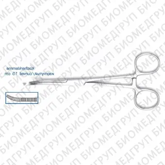 Зажим хирургический с зубчиками изогнутый Kocherklemme, 15 см