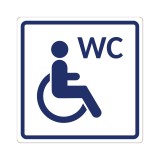 Плоскостной знак Туалет доступный для инвалидов на кресле-коляске 200х200 синий на белом