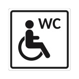 Плоскостной знак Туалет доступный для инвалидов на кресле-коляске  250х250 черный на белом