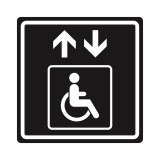 Плоскостной знак Лифт для инвалидов на креслах-колясках 100х100 белый на черном